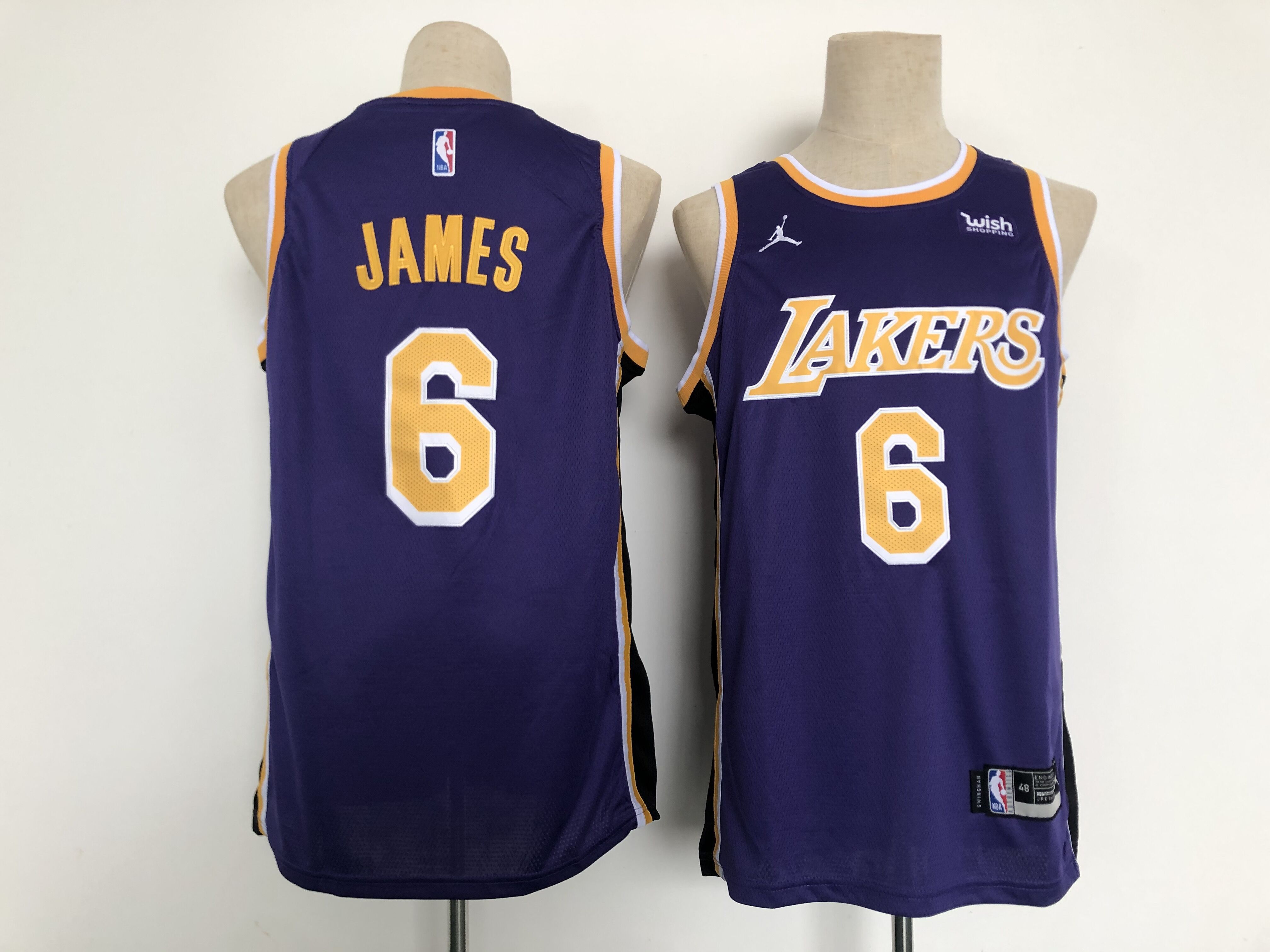 Men Los Angeles Lakers #6 James Purple Game 2021 NBA Jersey